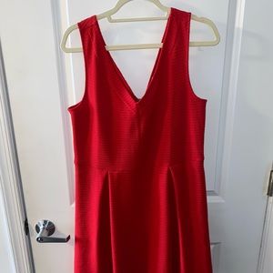 Charming Charlie red ribbed dress with zipper back